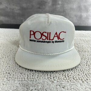 Vintage Posilac Snapback Trucker Rope Hat OSFA Farming Rancher Workwear White
